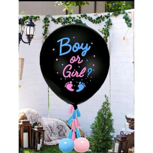 Large Party Gender Reveal Balloon Set - Black