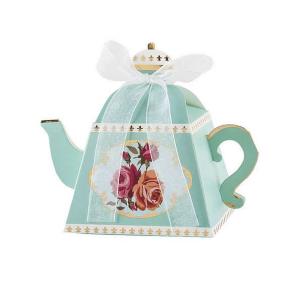 Small Party Favor Boxes - Tea Pot Tea Party Theme - 10 Boxes
