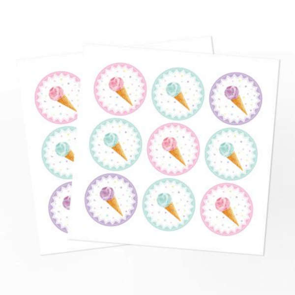 Party Favor Bags with Stickers - Ice Cream -12 Bags