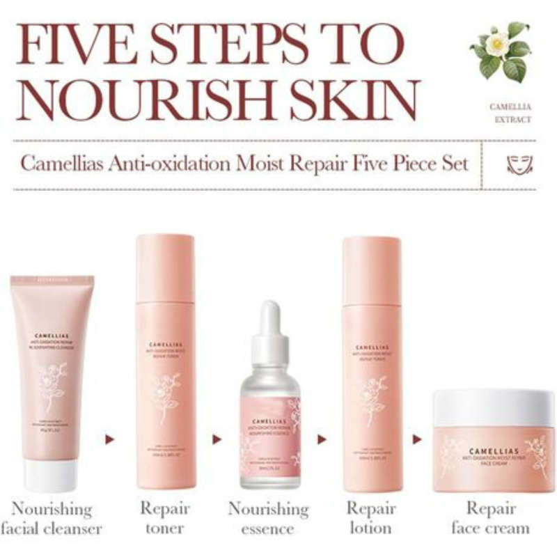 Bioaqua Camellias Anti-Oxidation Moist Repair Skin Care 5 Piece Set