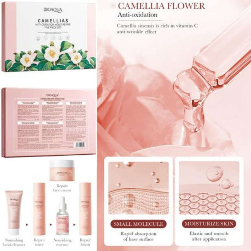 Bioaqua Camellias Anti-Oxidation Moist Repair Skin Care 5 Piece Set