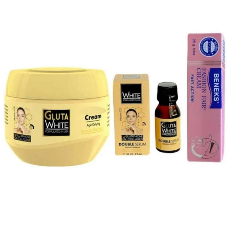 Gluta White Collagen Kit - Cream, Serum With Beneks Fashion Fair Cream