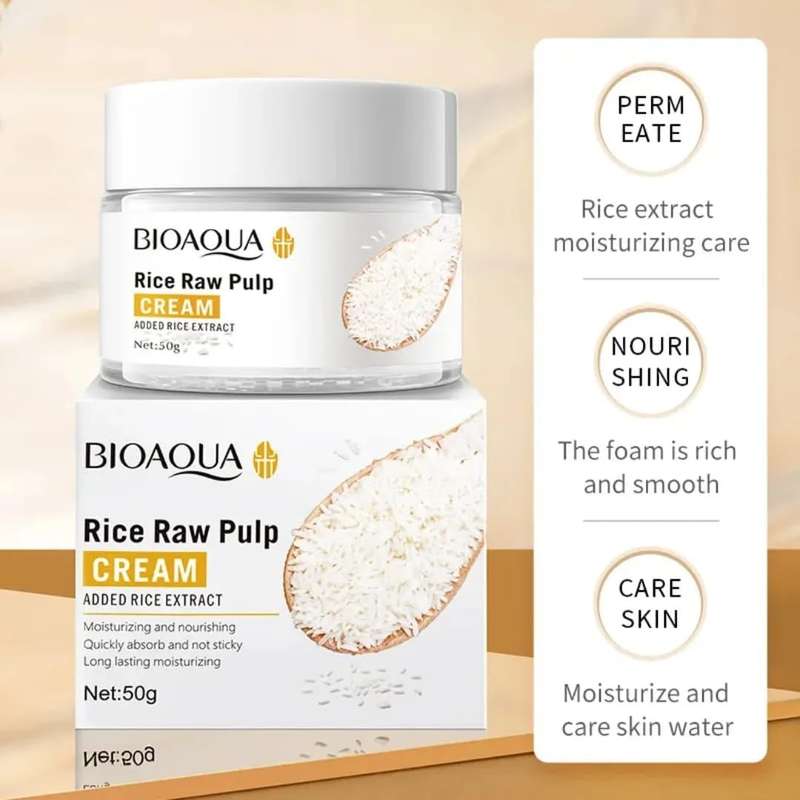 Bioaqua Rice Raw Pulp Face Cream 50g  Hydrating & Nourishing Moisturizer