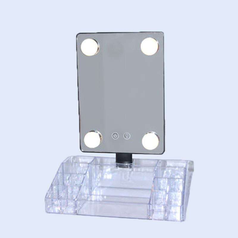 4 Lights Acrylic Makeup Organizer with Lipstick Storage