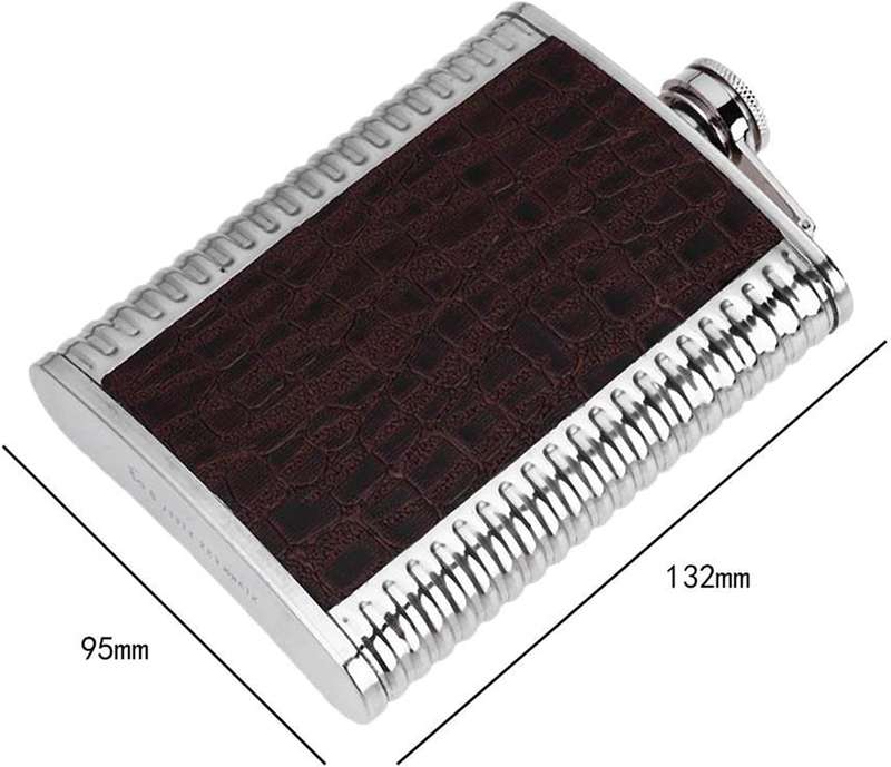 Stainless Steel Hip Flask with Leather Effect 4 Shot Glass and Funnel