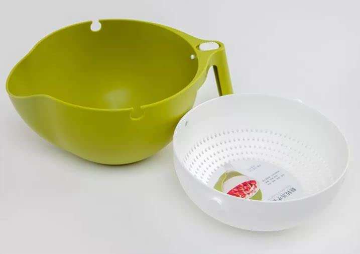 Rolling Colander Double Drain Basket Bowl