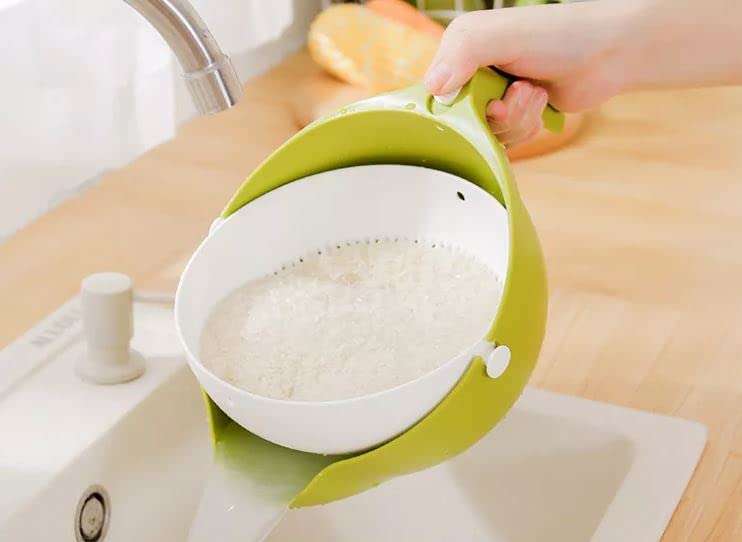 Rolling Colander Double Drain Basket Bowl