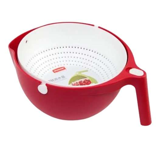 Rolling Colander Double Drain Basket Bowl