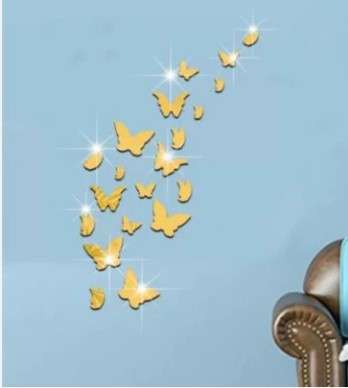 Gold Butterfly Mirror Wall Stickers