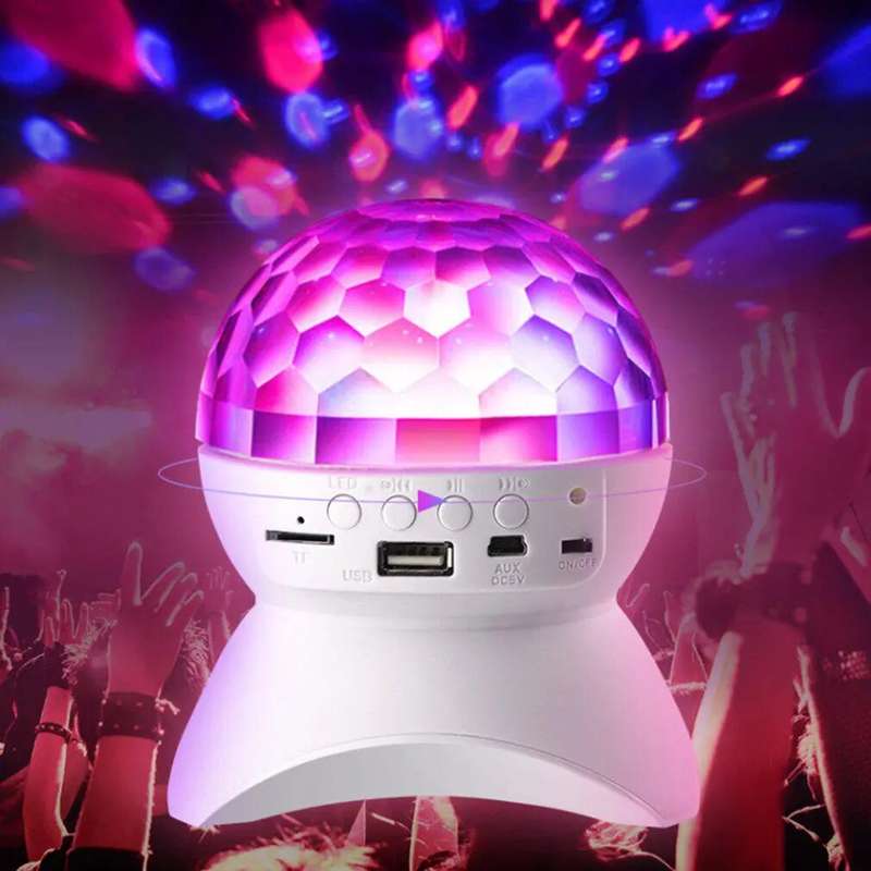 LED Crystal Magic Ball Rotating stage Light with Bluetooth Speaker
