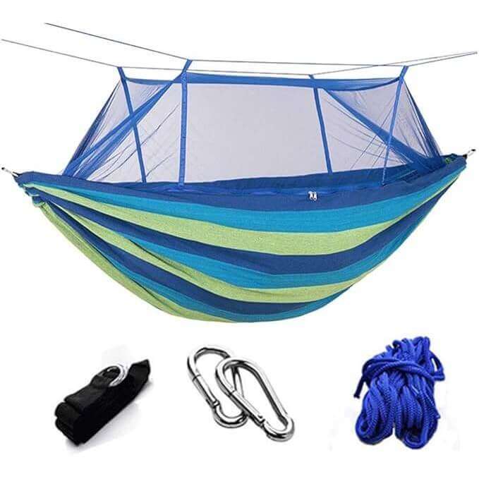 Portable Automatic Quick opening Fabric Hammock with Mosquito Net 290x140cm