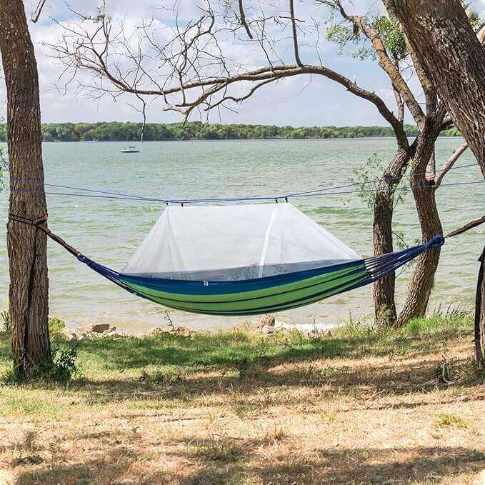 Portable Automatic Quick opening Fabric Hammock with Mosquito Net 290x140cm