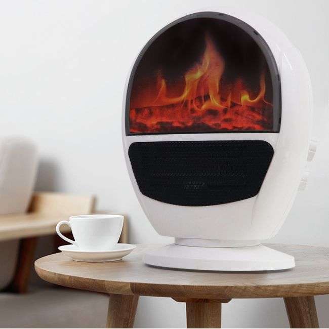 Portable Mini Electric Fan Heater with Simulated Flame