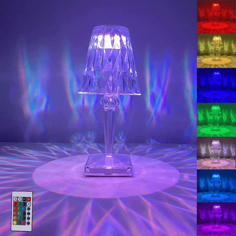 RGB Colour Changing Crystal Table Lamp Touch USB Charging LED Night Light