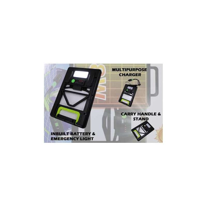 8W Solar Panel with Inbuilt Battery and Rear Flashlight Portable Charging Kit
