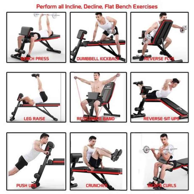 Abdominal Adjustable Utility Exercise Bench with Resistance Band