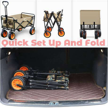 Outdoor Large Capacity Folding Wagon Truck Trolley with Tabletop