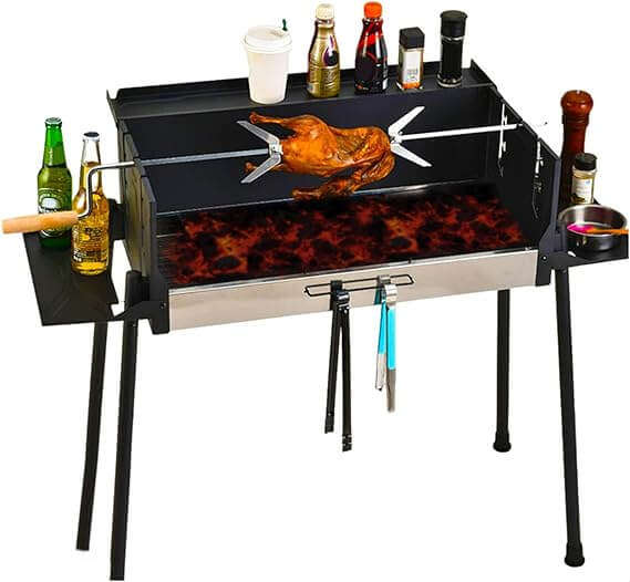 Grill BBQ with Adjustable Folding Storage Shelf