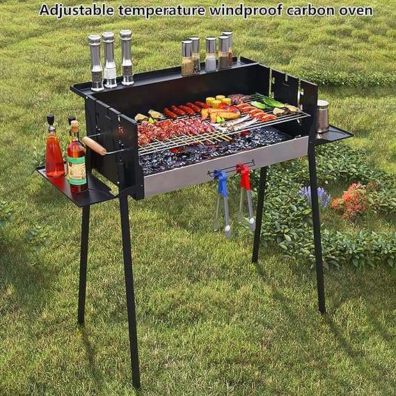 Grill BBQ with Adjustable Folding Storage Shelf