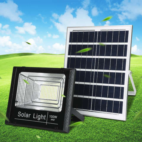 100W Solar Panel and Flood Light