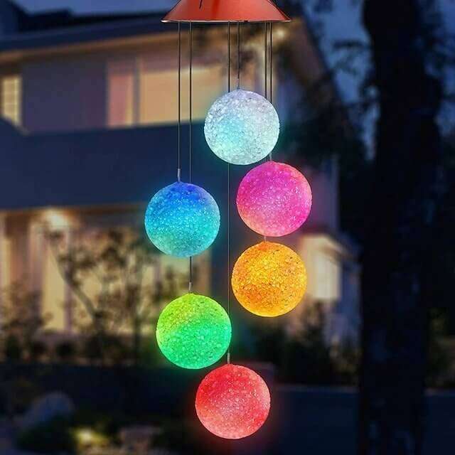 Crystal Swinging Balls Solar Color Changing Lights Wind Chimes