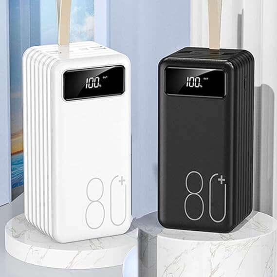 Portable 80000 mAh Power Bank with Built-in Cable