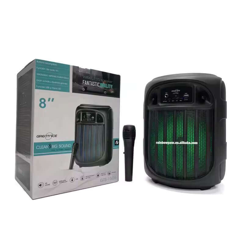 Portable Wireless 8 Inch Speaker with Microphone