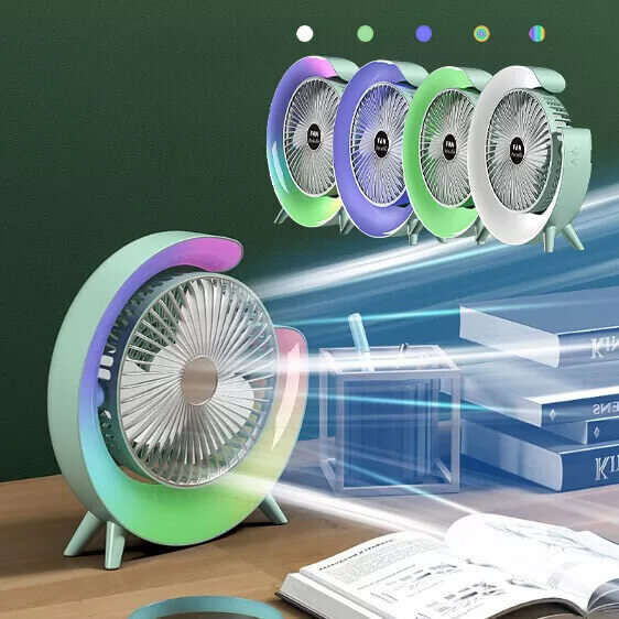 3 Speed Fan Night Light USB Charging Mini Fan