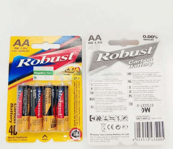 Robust AA R6 1.5V Carbon Batteries