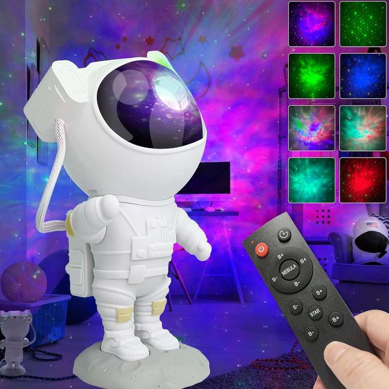 360-Degree Rotating Magnetic Head Astronaut Galaxy Projector