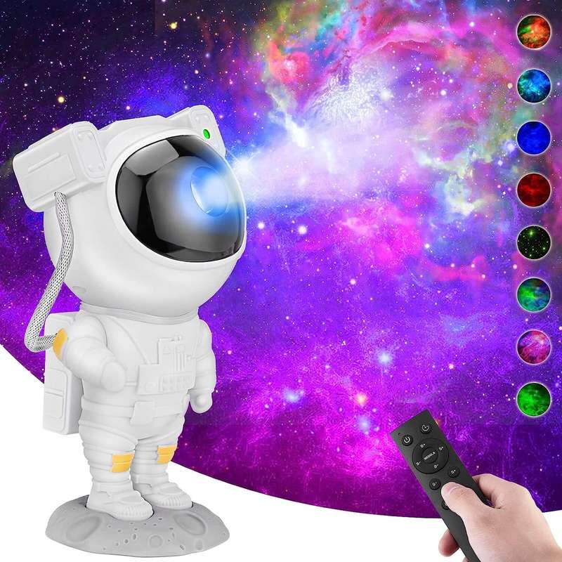360-Degree Rotating Magnetic Head Astronaut Galaxy Projector