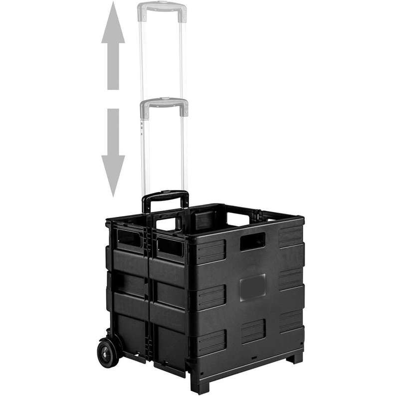 50L Black Collapsible Rolling Utility Crate