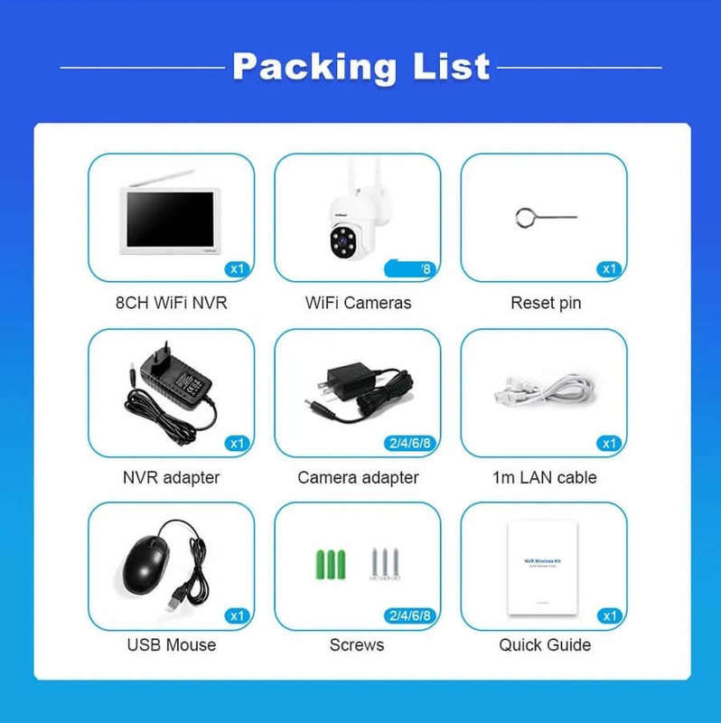 8 Channel Wireless Security Camera System with 10in LCD Screen