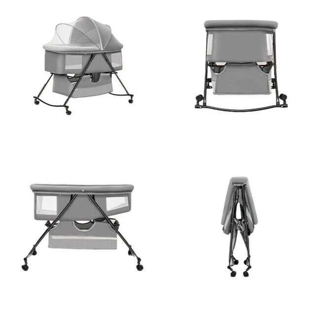 Baby Rocker Bassinet Crib & Co-Sleeper with Detachable Mosquito Net