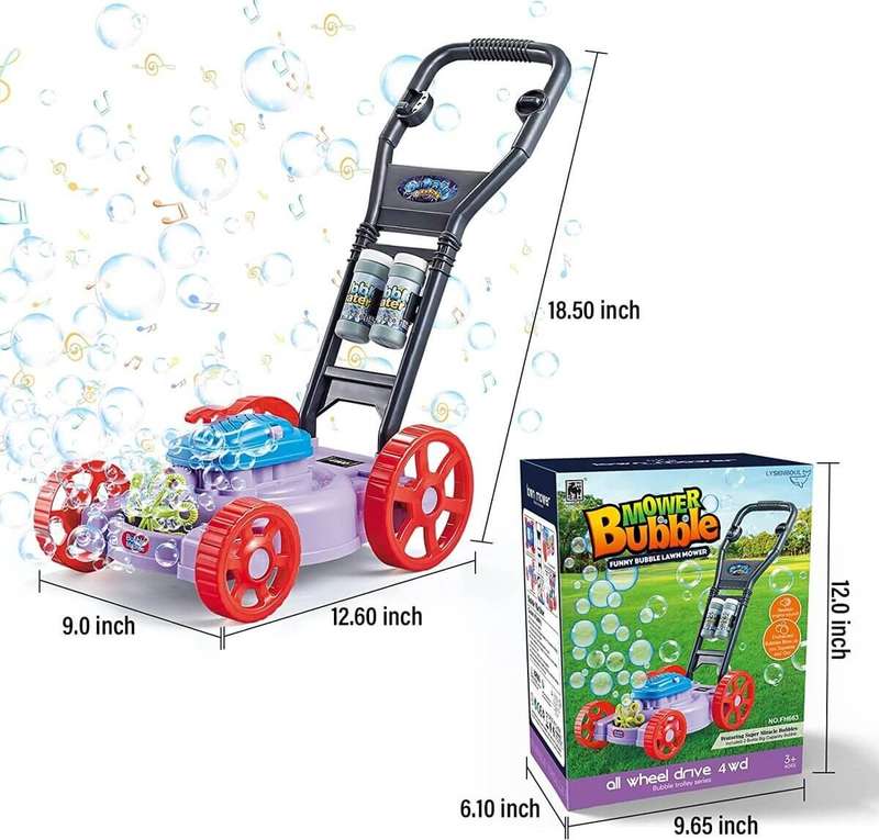 Children Interactive Musical Bubble Lawn Mower Push-Along Toy