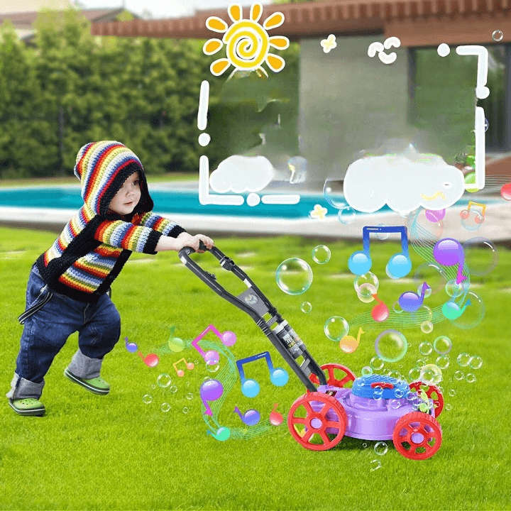 Children Interactive Musical Bubble Lawn Mower Push-Along Toy