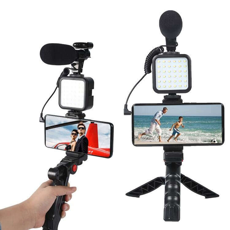 Vlogging Kit Shotgun Microphone With Led Light And Tripod
