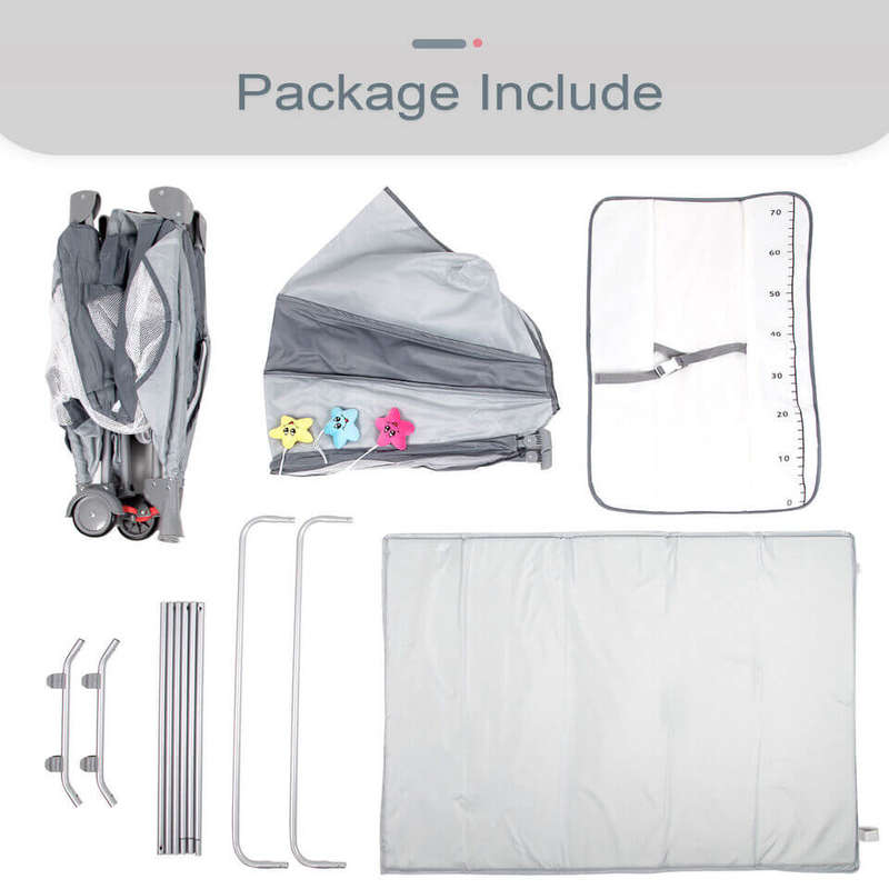 2 in 1 Baby Cot with Mattress and Toys