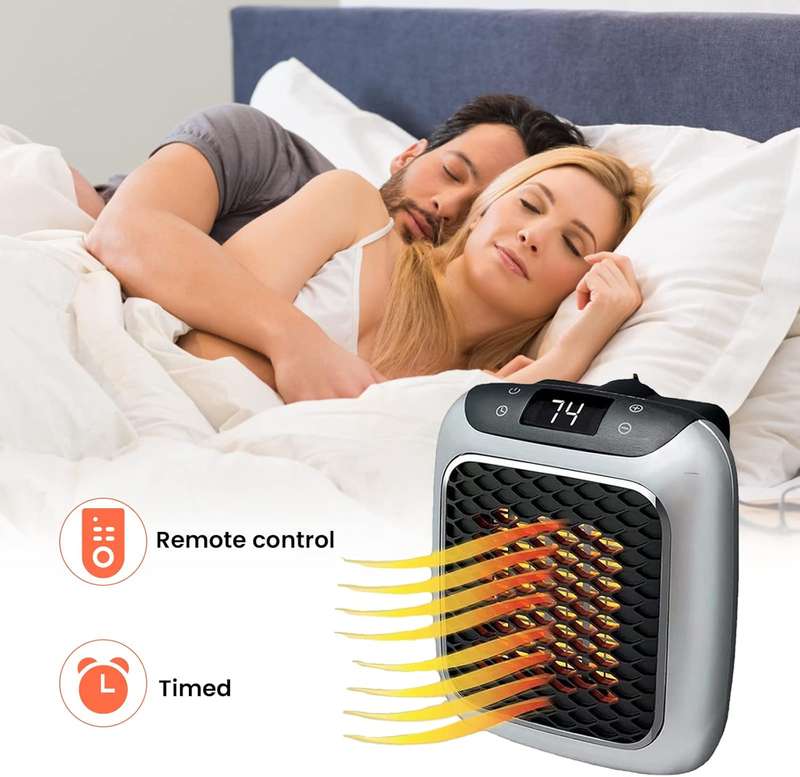 Portable Fan Heater With Adjustable Thermostat and Timer