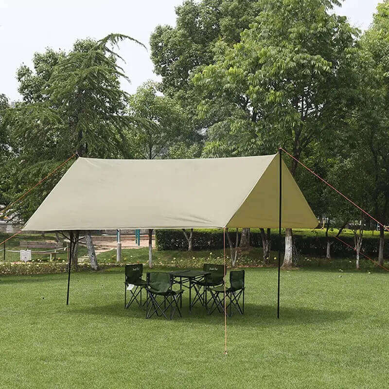 2 Pole Waterproof Camping Tarp and Sun Shelter Canopy Beach Tent