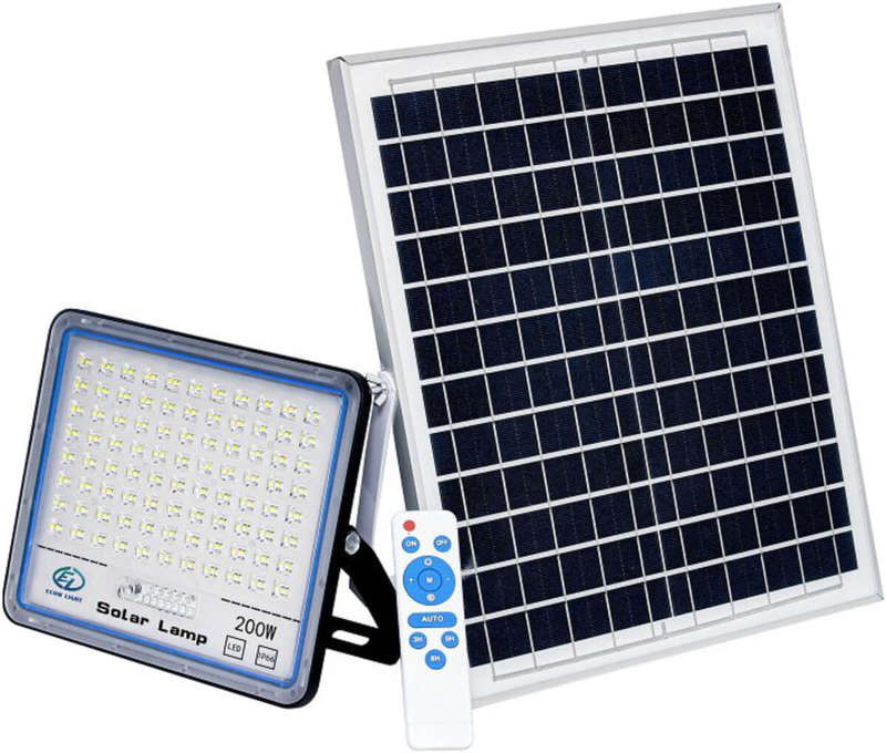 200W Solar Powered LED Flood Light With Panel and Remote