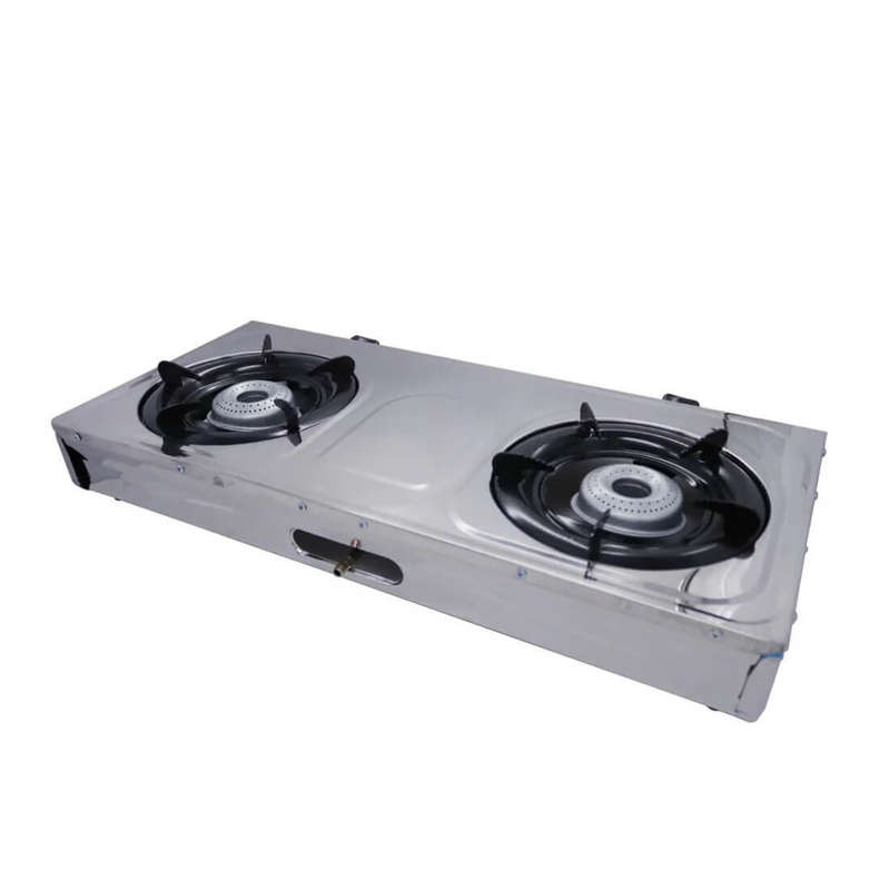 2 Burner Stainless Steel Gas Stove with Hose and Regulator