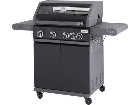 Freestanding Outdoor Gas BBQ with Viewing Glass and Side Burner