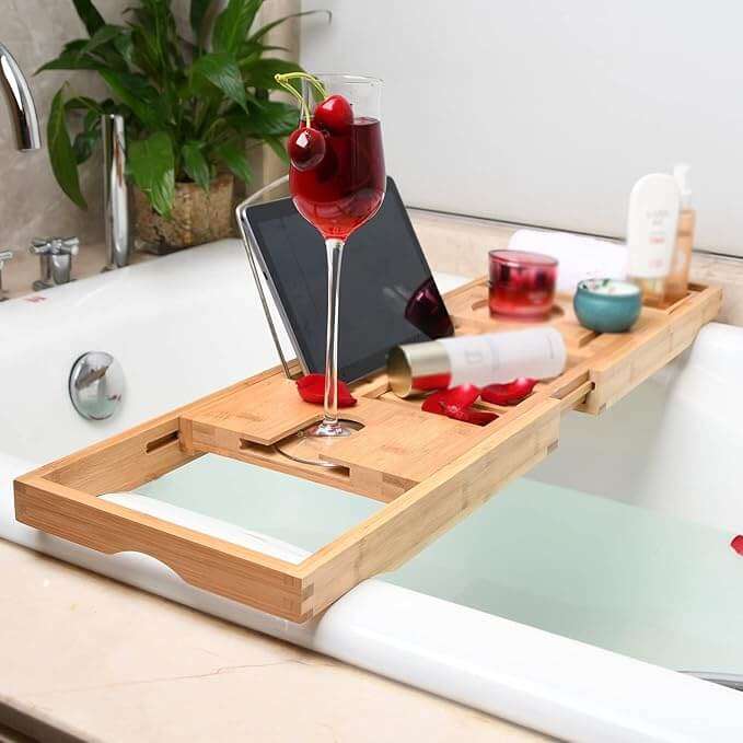 Expandable Bamboo Spa Bathtub Tray