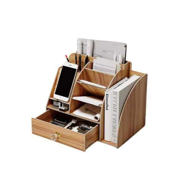 Multi-Functional Wooden Desktop Organizer