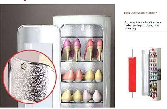 12 Layer 360 Degree Rotating Shoe Cabinet with Mirror