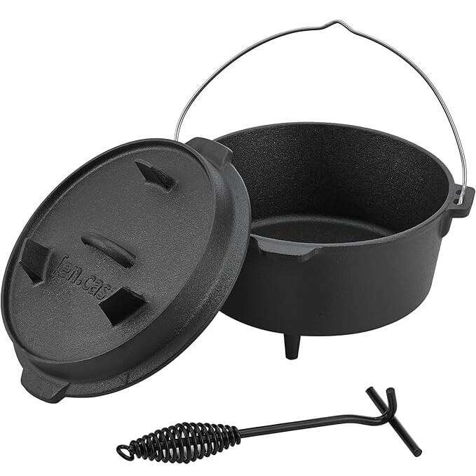 Cast Iron Dutch Oven with Lid and Lid Lifter