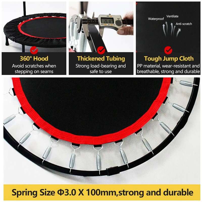 Fitness Trampoline with Adjustable Handlebar