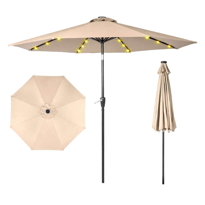 Outdoor Patio Table Umbrella with LED Light
