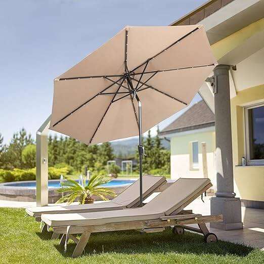 Outdoor Patio Table Umbrella with LED Light